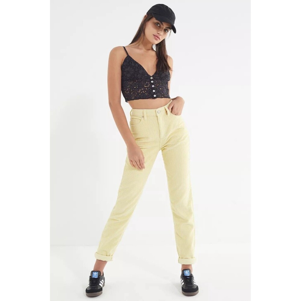 BDG Urban Outfitters Mom High-Rise Womens Size 25 Yellow Corduroy Cotton Pants